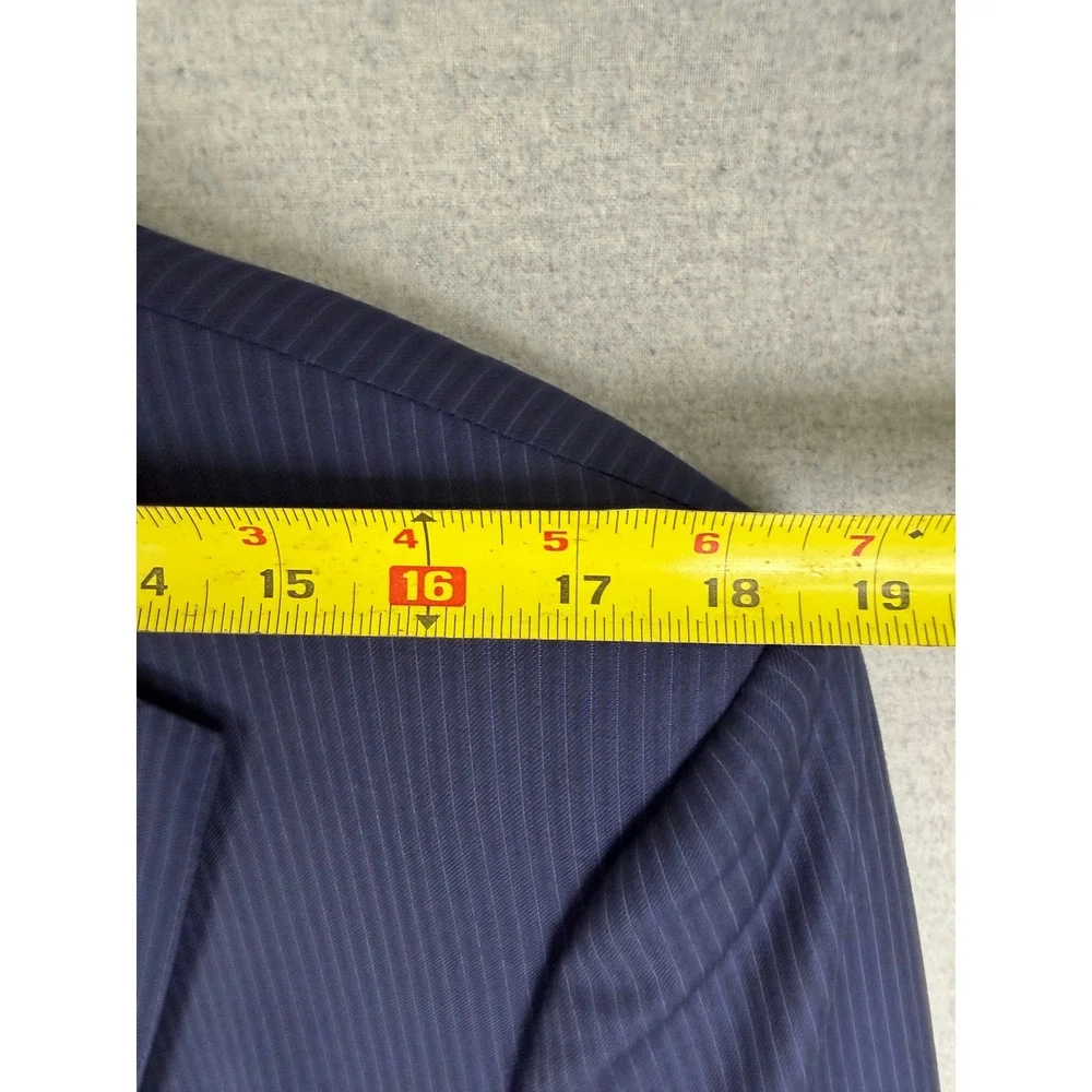 Ermenegildo Zegna Milano Suit Mens 44L 36x31 Navy‎ Blue Pinstripe Wool 2pc